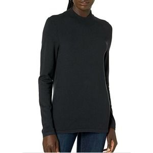 Lark & Ro Women's Warm Handed Synthetic Mock Neck Sweater, Dark Navy, Size XXL